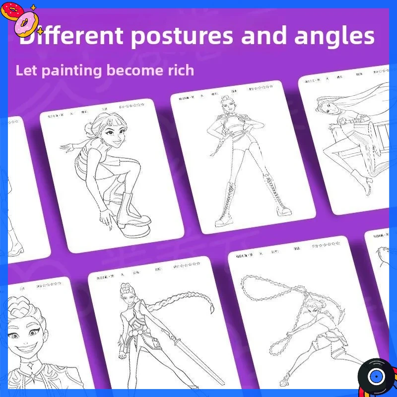 كراسة الرسم الإبداعية لموضوع الرسوم المتحركة - صفحات الرسم والتلوين Kpop Demon Hunters HUNTR/X لتخفيف التوتر والمشروعات الفنية المنزلية #3