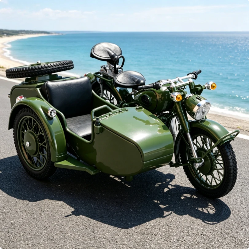 Simulation 1:10 Alloy Sidecar Motorcycle Model Ornament Toy  Perfect Birthday Gift Alloy diacast cast car model rebound