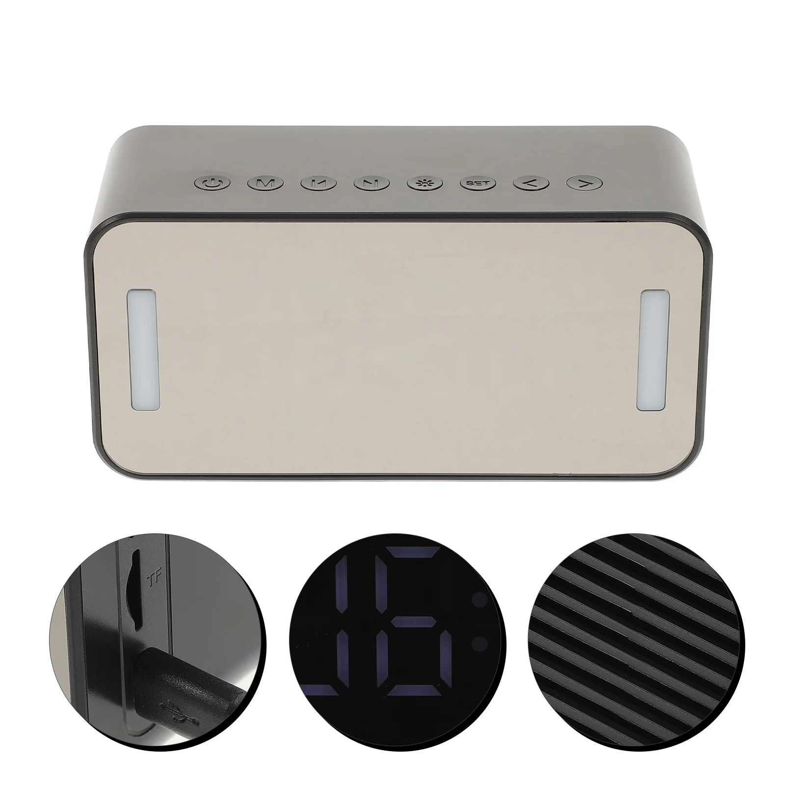 

Wireless Speaker Alarm Clock Digital Fm Radio Night Light Temperature Display Bedside Clock for Home Decor Speaker