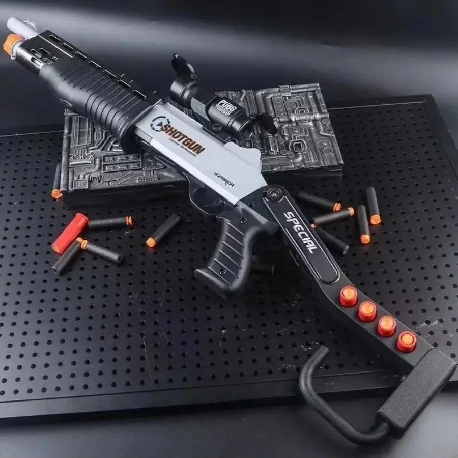 

Throwing shell SPAS folding 4 and 1 children's simulation spray gun boy soft bullet toy gun model Shell throwing soft bullet gun
