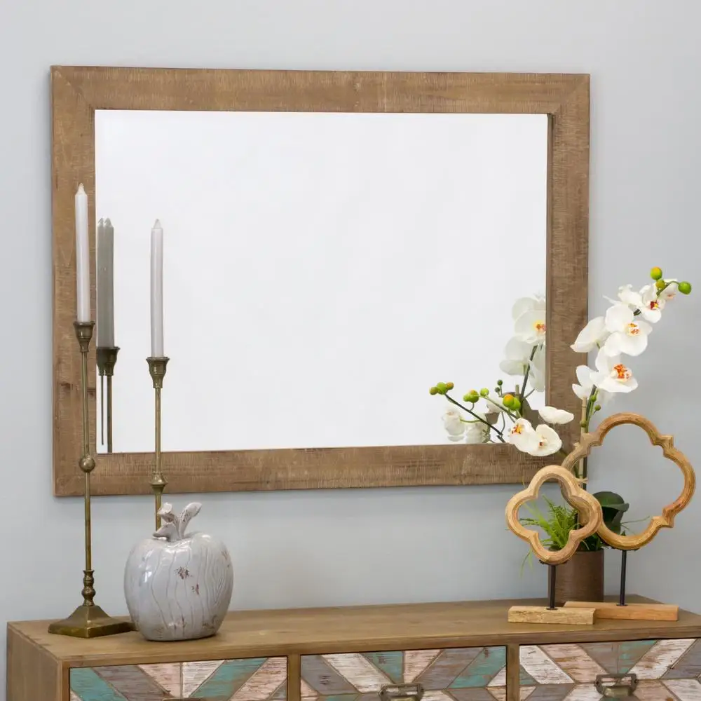 Wood Wall Mirror White 40