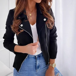 Women's Coat New Faux Suede Zipper Short Jacket 2023 Autumn Winter Cardigan Tops Fashion Korean Outerwear Female Clothing