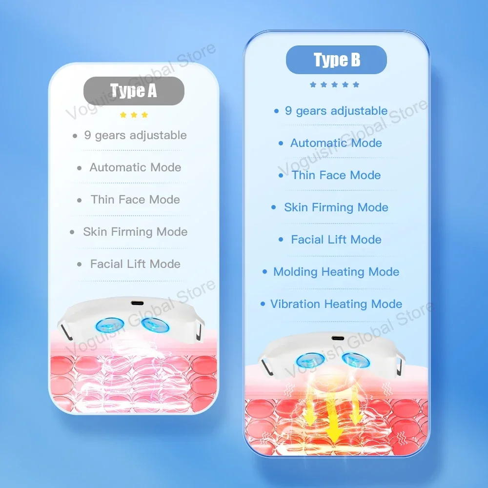 مزيل الذقن المزدوجة Ems مدلك رفع الوجه المضاد للتجاعيد ثبات مدلك الوجه على شكل حرف V جهاز رفع الوجه العناية بالبشرة #6
