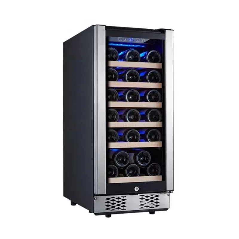 220V/110V Stainless Steel Glass Door Built-in Single Zone Thermostat Compressor Electric Wine Cooler