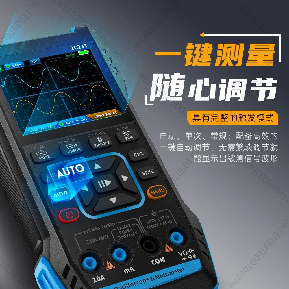 For2-in-1 2-in-1 Handheld Digital Oscilloscope Multimeter Dual Channel 2x10MHz Bandwidth 400V Max Voltage 9999 Counts True RMS T