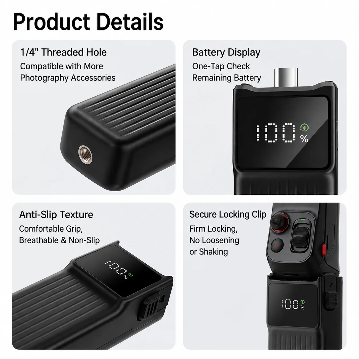 Imagen 7: Batería Nohon de 5000/10000mAh para Insta360 Luna Ultra, con carga rápida de 22.5W Tipo-C y trípode para el mango de batería Insta.