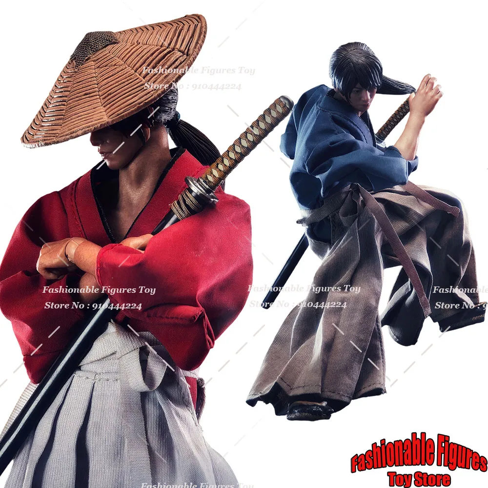 

1/12 Men Soldier Rurouni Kenshin Samurai Kimono Clothes Set Anime Coat Pants Uniform Fit 6Inch Action Figure Body