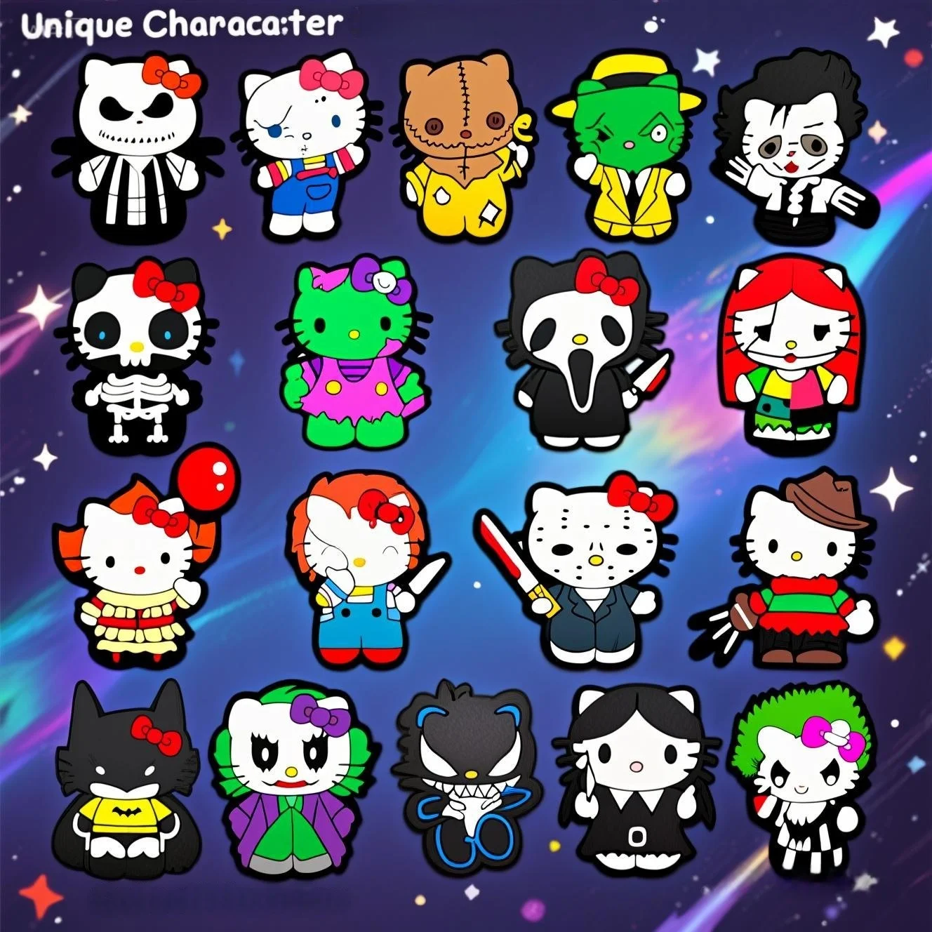 MINISO 18pcs Hello Kitty Shoe Charms For Clogs Garden Bubble Sandals Kids Gifts Shoes Decorations Accessories Halloween Charms