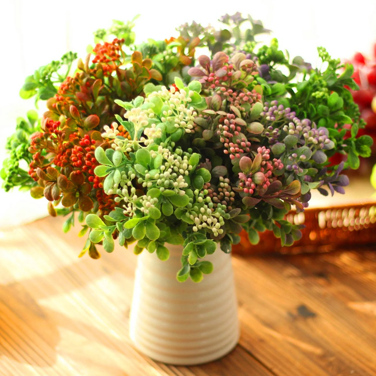 

Artificial Lifelike Green Berries Simulation Decorative Fruit Plants for Food Trade Bakery Store Display Christmas Party Decor