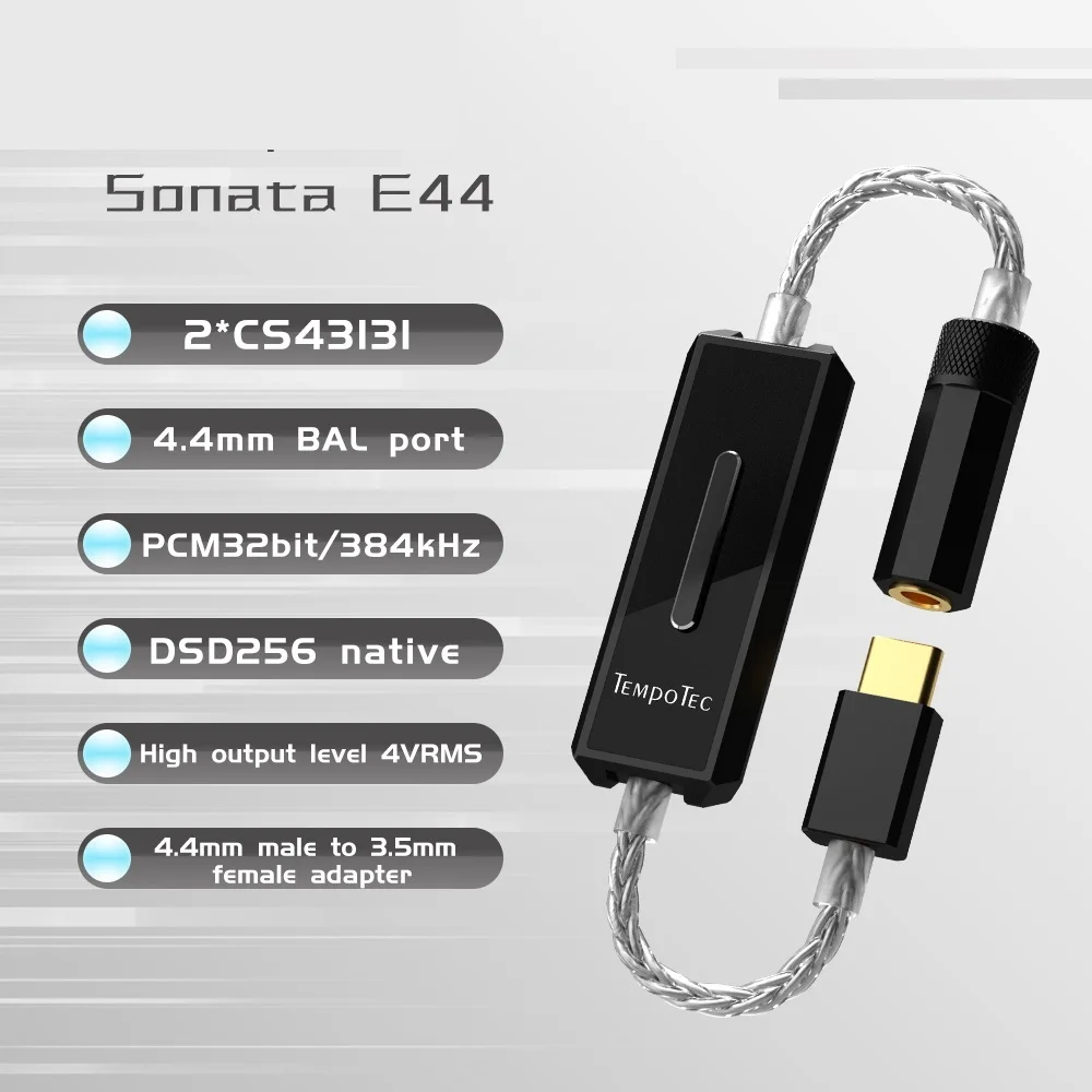 Top! Sonata E44 Headphone Amplifier Dual CS43131 USB Type C To 4.4MM Balance DAC AMP DSD256(Native) For Android Phone PC MAC