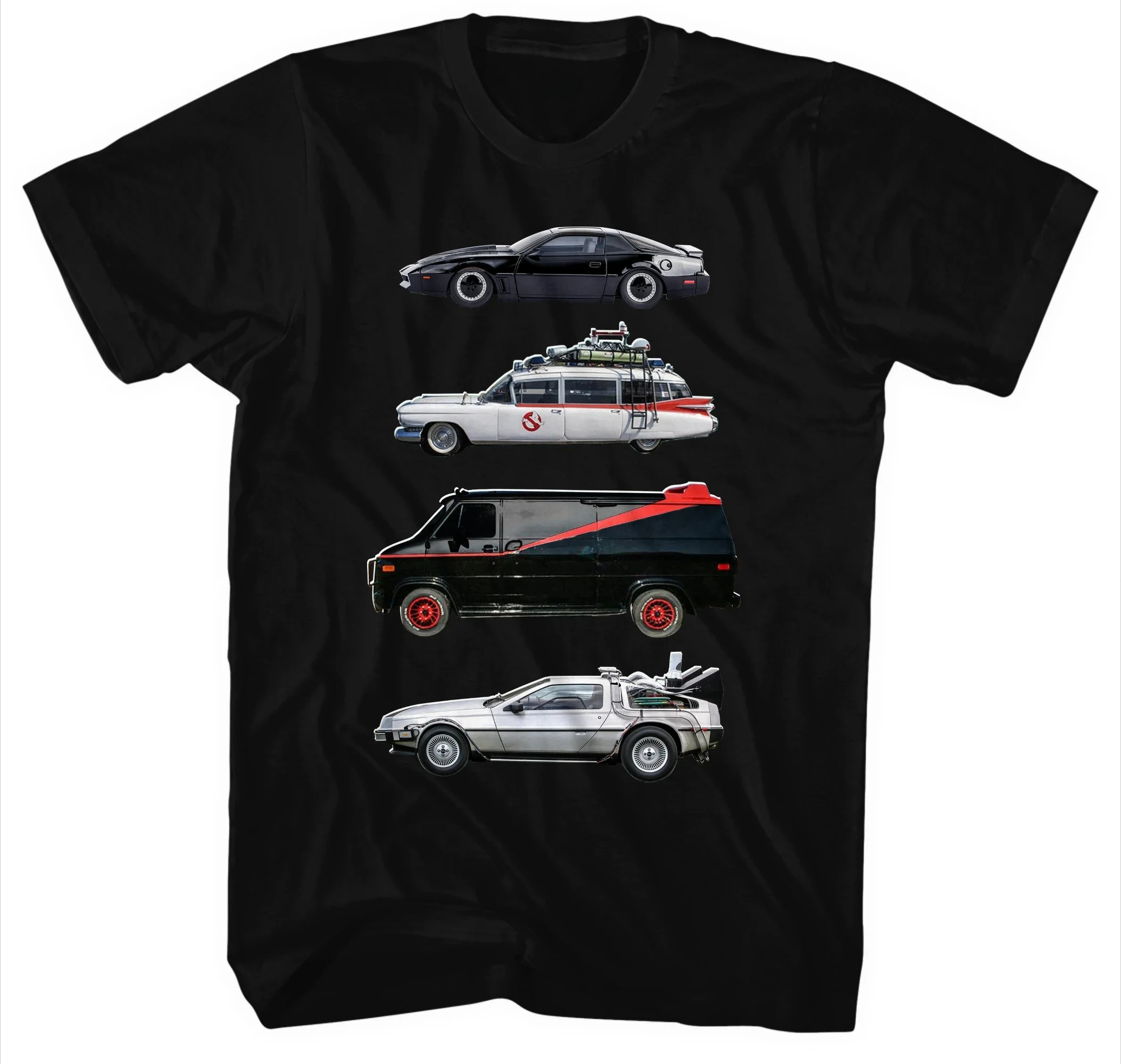 Men’s Retro Movie Car Graphic T Shirt Vintage 80s Vehicles Print Casual Short Sleeve Streetwear Top Funny Gift Tee