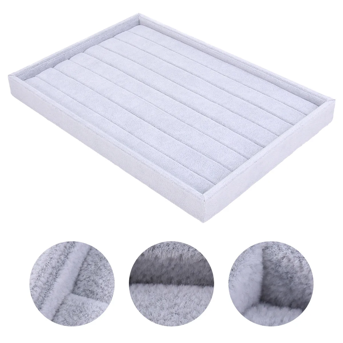 

1Pcs Flannel Jewelry Storage Box Square Desktop Organizer Tray for Rings Earrings Necklaces Jewelry Display Tray
