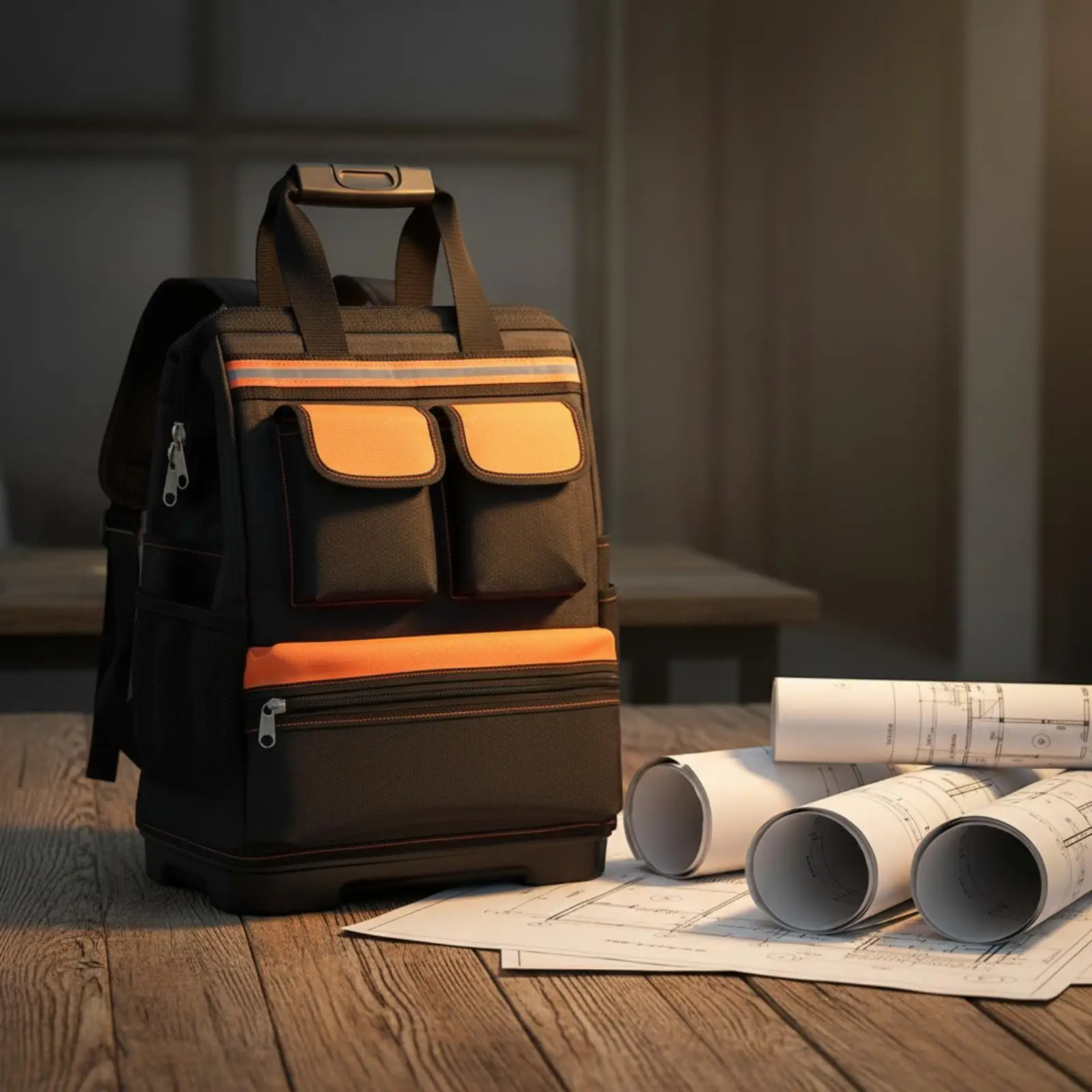 Tool Backpack Heavy-Duty Tool Bag Backpack Multi-Pocket Durable for Electricians, Job Sites, Workshops