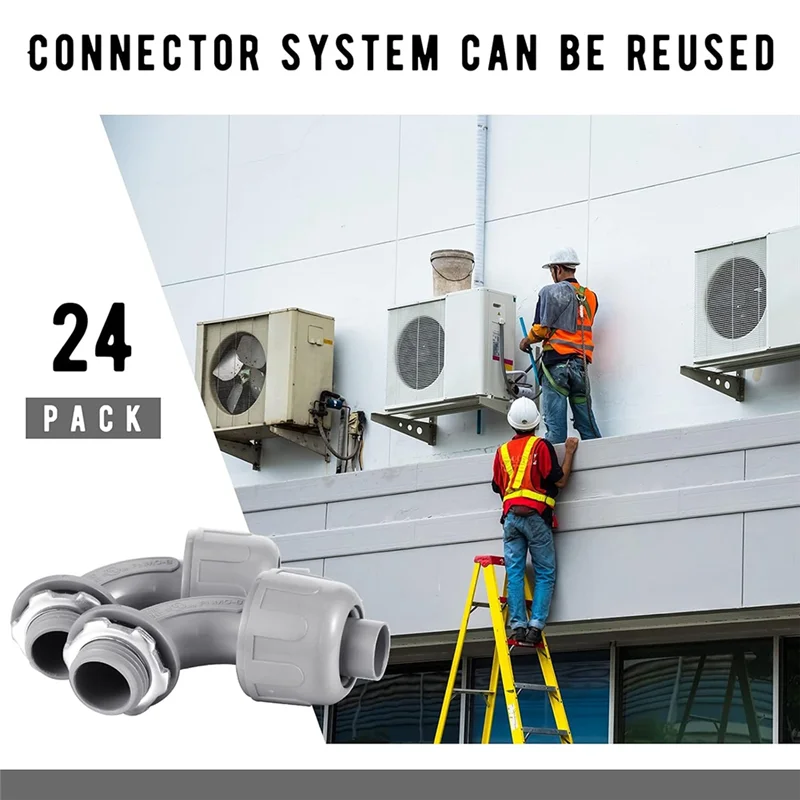 

F-F Liquid Tight Connector Flexible Non-Metallic Electrical Conduit Connector Fitting 90 Degree (24 Pieces)