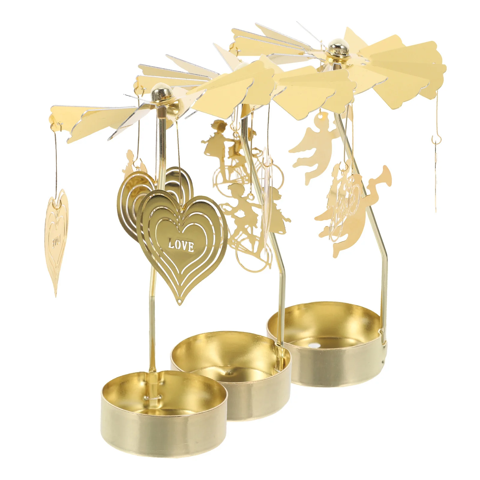 

3Pcs Rotating Holder Metal Spinning Tea Light Candlestick Romantic Wedding Party Decoration Desktop Ornament