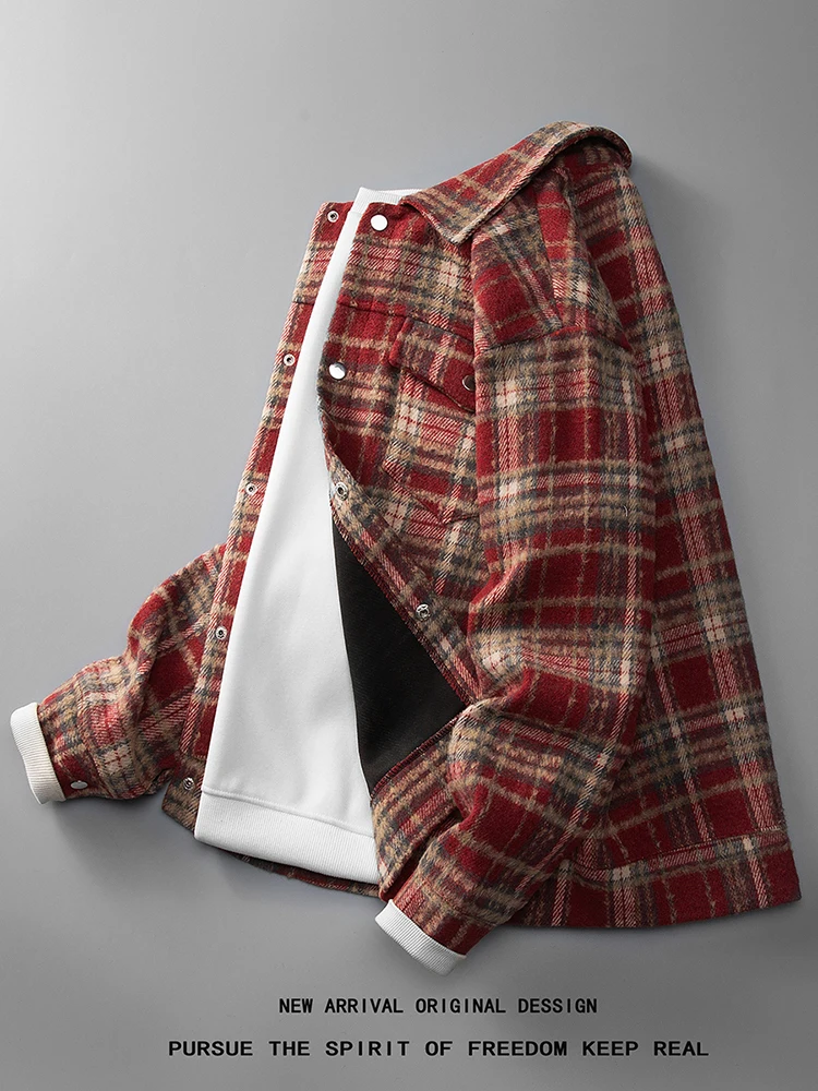 

Мужская шерстяная куртка в клетку в американском ретро-стиле, весна-осень, новый тренд, бренд Haome, высококачественная, с легким французским шиком