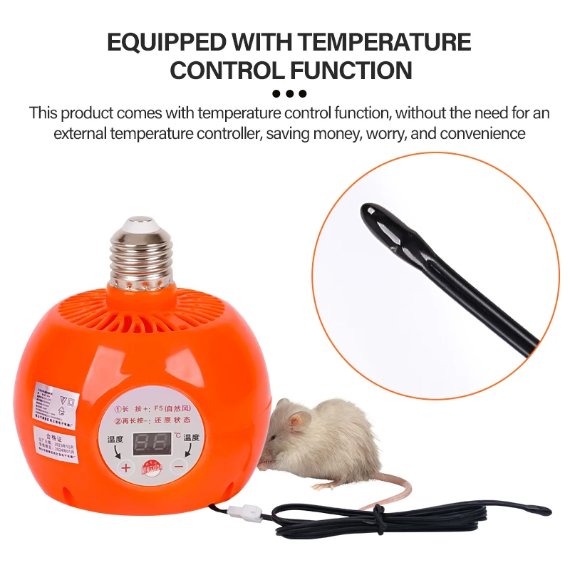 Neue 220V 150W Heizlampe mit Thermostat-Temperaturregler, Heizgerät für die Tierhaltung, Wärmelampe für Hühner, Ferkel, Hunde und andere Haustiere. – Detail 6