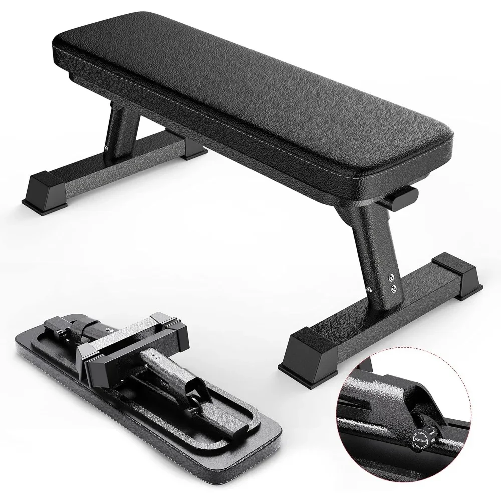 

Foldable Flat Bench for Multi-Purpose Weight Training and Ab Exercises - Free PDF Workout Chart Included