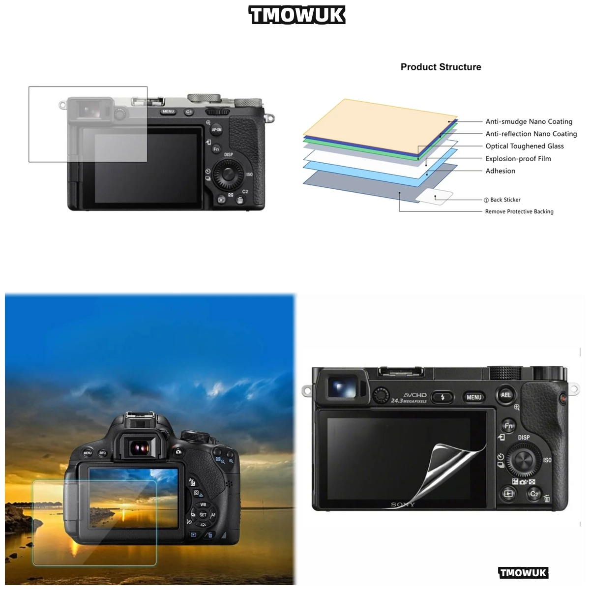 

High Sensitivity Tempered Glass Screen Film For Sony A6700 A6400 A6300 A6000 A5000 LCD
