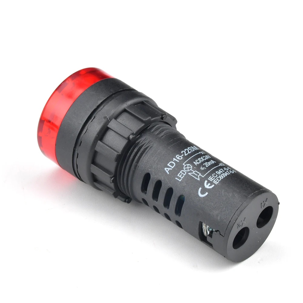 AD16-22SM Buzzer 22mm Panel Diameter DC 12V 24V AC 110V 220V Flash Signal Light Red LED Active Buzzer Beep Alarm Indicator