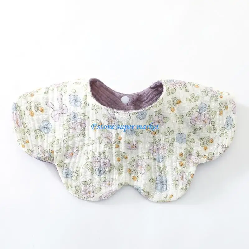 

090B 6-layer Baby Bib for Newborns Cotton Burp Cloth Soft & Breathable Drooling Bib Infants Teething Bib for Feeding Hour