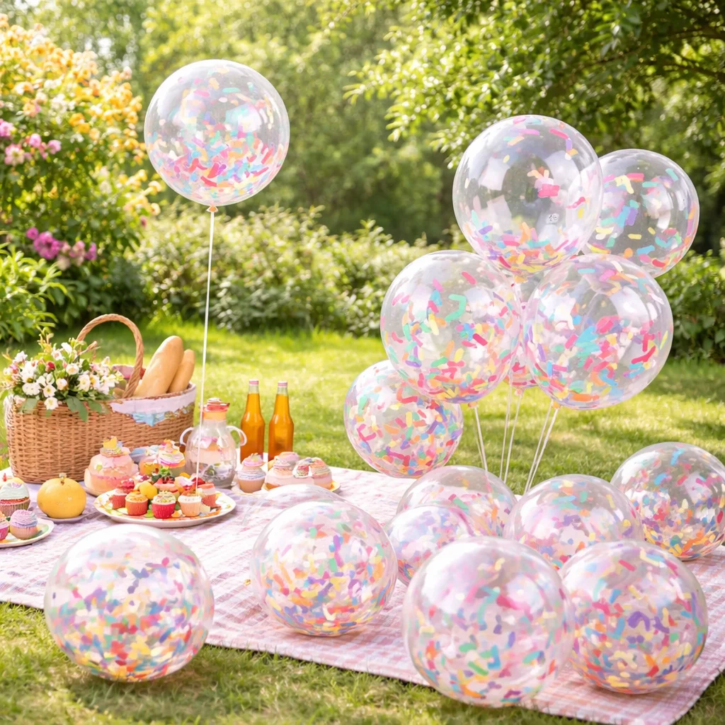 10/20 Piezas de Confeti Transparente de 12 Pulgadas, Tiras Largas de Papel Confeti, Globos de Látex para Decoración de Fiestas de Cumpleaños, Bodas y Baby Shower
