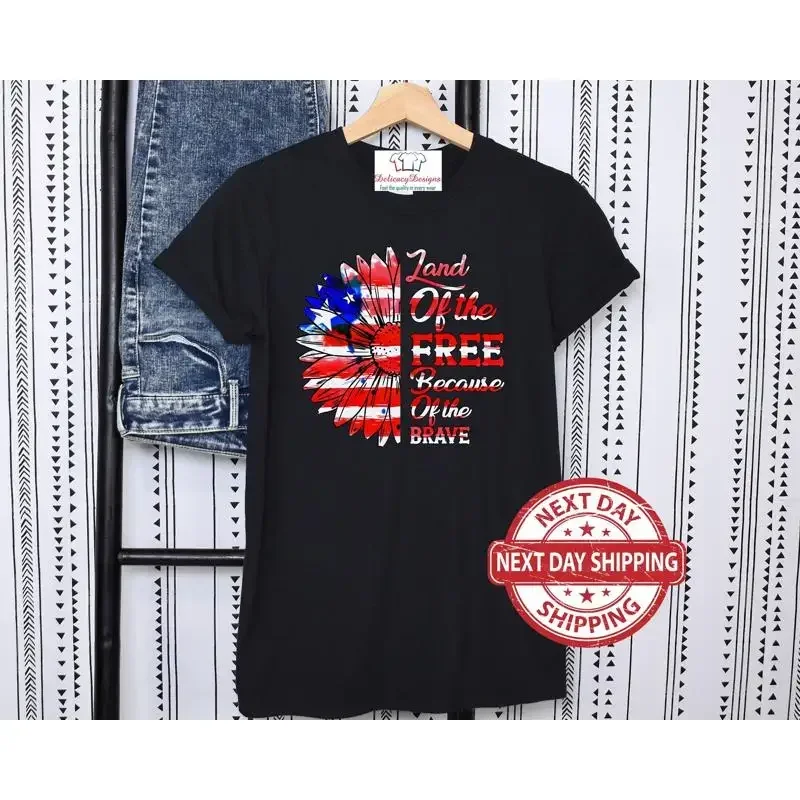 T-shirt « America Land of Free » pour le 4 juillet, « Because Brave Fourth »