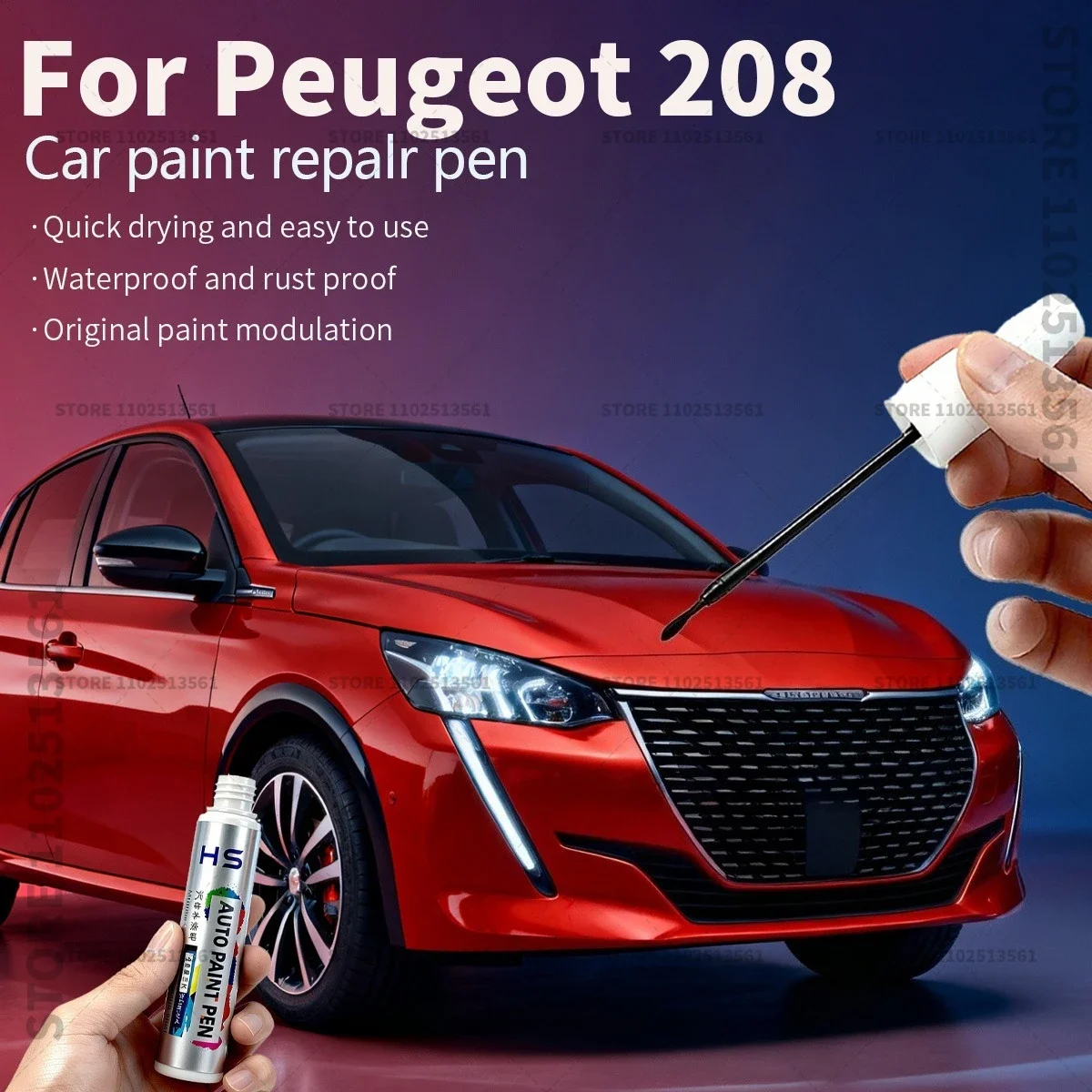 قلم إصلاح طلاء السيارات اللمس حتى مزيل الخدوش لتقوم بها بنفسك اكسسوارات السيارات لبيجو 208 رمادي 612 أبيض KWD أصفر أحمر أزرق فضي