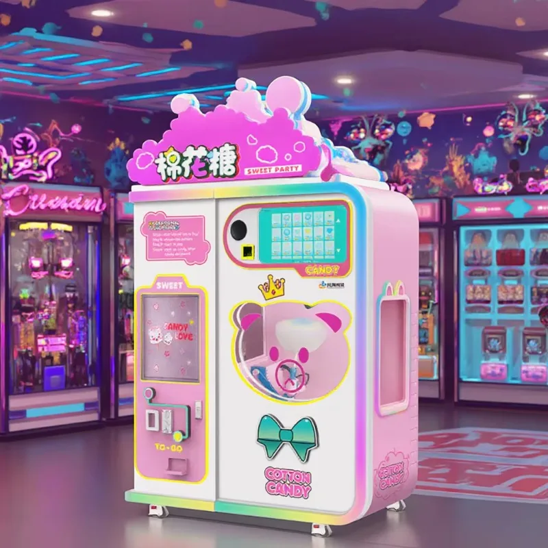 Customized Professional Full Automatic Sugar Cotton Candy Maker Vending Machine