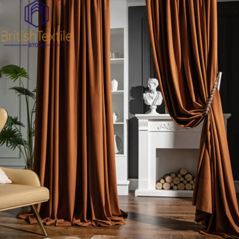 Modern Curtains for Living Dining Room Bedroom High-end Nordic Luxury Texture Shading Velvet  Blackout Window Drape Custom Size