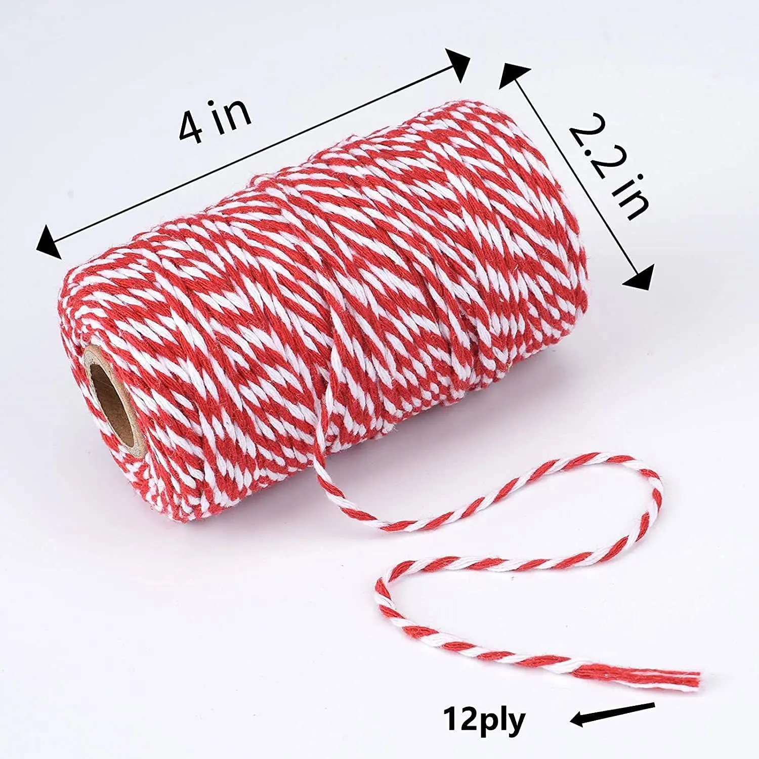 100M/Roll Cotton Bakers Twine String Cord Rope Two-color Cotton Craft Twine Home Textile Gift Packaging Christmas Wedding Decor