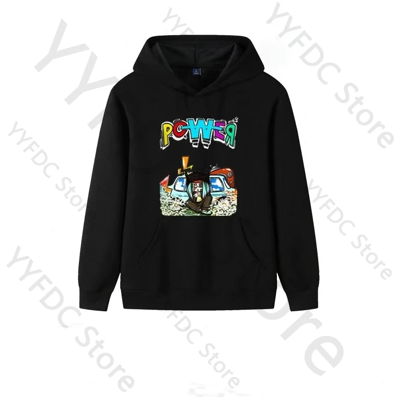 

G Dragon POWER Hoodies Kpop GD Cartoon Print Hoodie Kpop Fashion Women Men Loose Sweatshirt GD Ubermensch Concert Fans Clothes