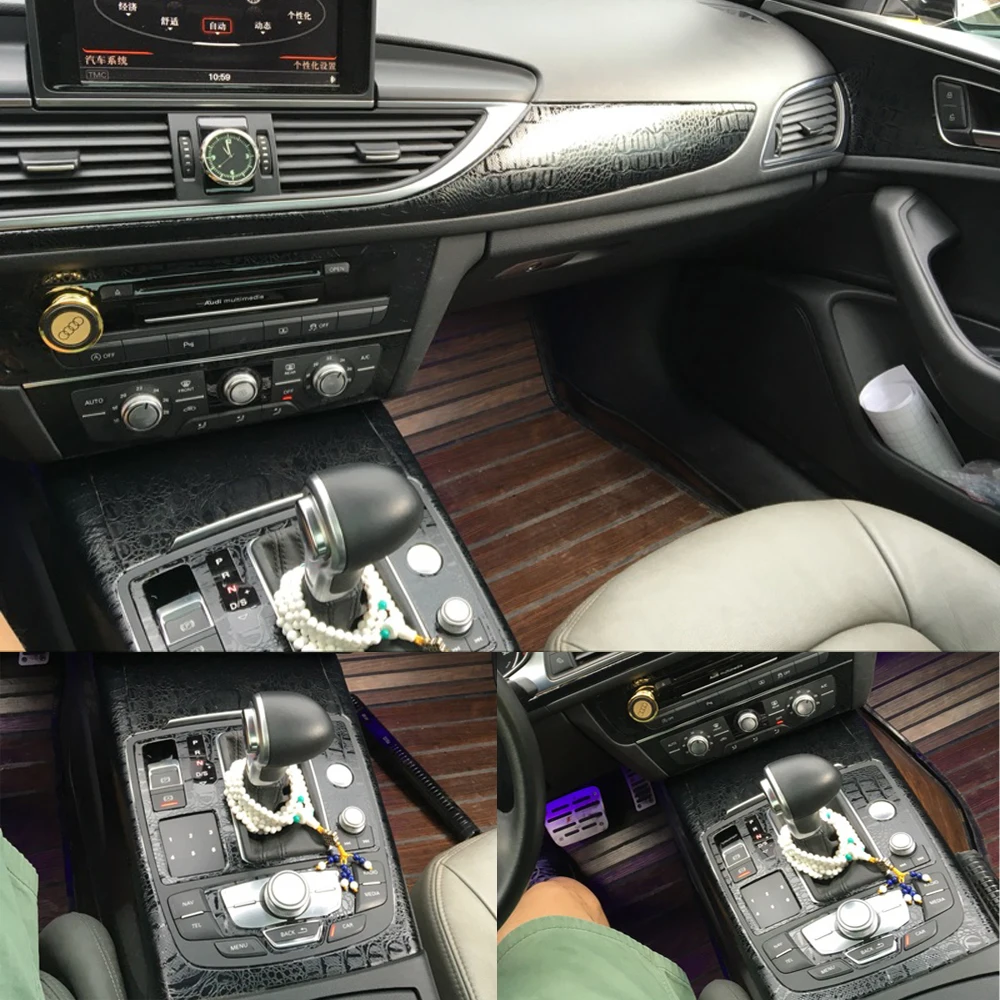 Carro-estilo 3d/5d carro de fibra de carbono interior console central mudança de cor moldagem decalques da etiqueta para audi a6 c7 2012-2018