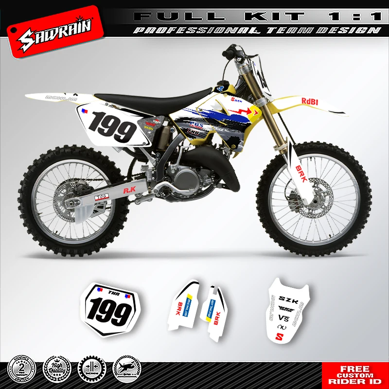 

Наклейки на мотоцикл Sawrain, набор наклеек с графикой команды для SUZUKI RM125 Z250 2001 2002 20032004 2005 2006 2007 2008-2012 003