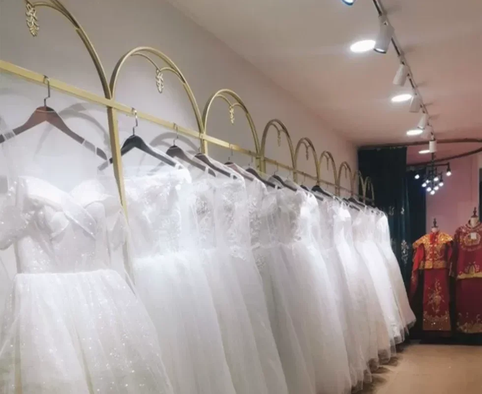 Iron Art Nano GoldIron Wedding Dress Rack, High-end Dress Cheongsam Display Rack, Photo Studio Store Hanging Wedding Dress Rack