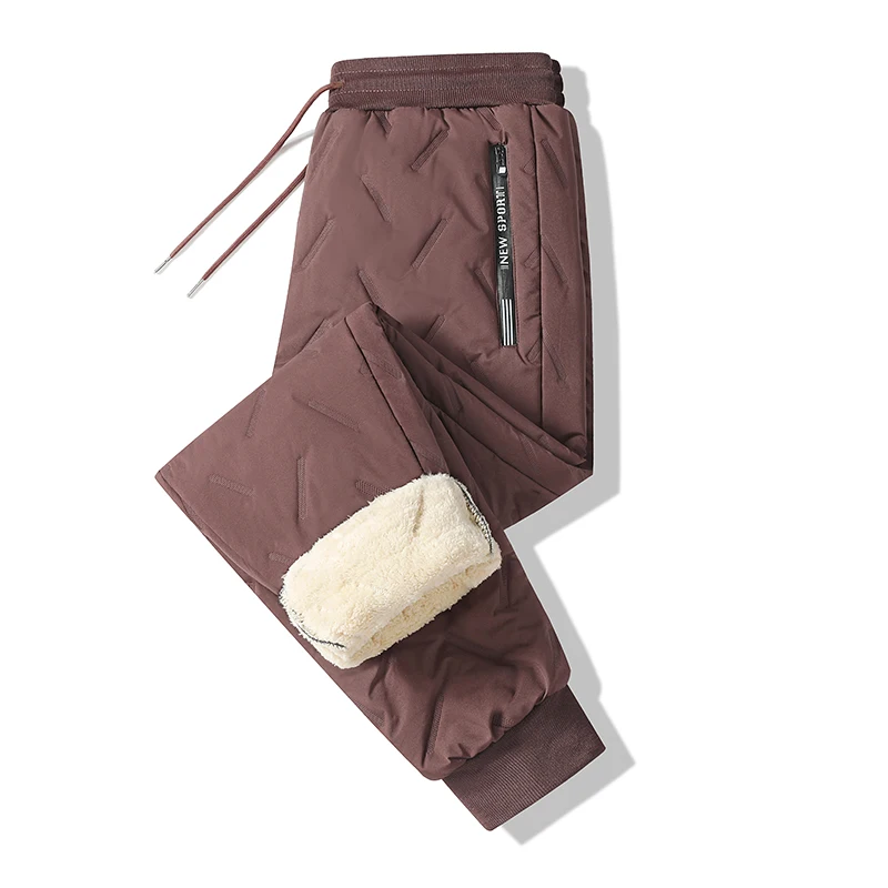 Neue Fleece Warme Winter-Herrenhose Lässige Verdickte Jogginghose für Männer Thermisch Gepolsterte Hose Schwarze Sweatpants für Männer Wasserdicht – Detail 5