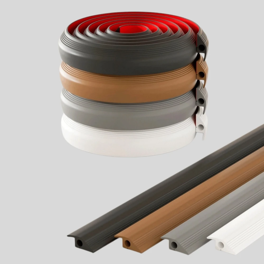 1roll 2mX3cm Self-Adhesive Floor Cable Cover,Flexible Wire Protector Cord Concealer Strip,Low Profile Floor Cord Hider
