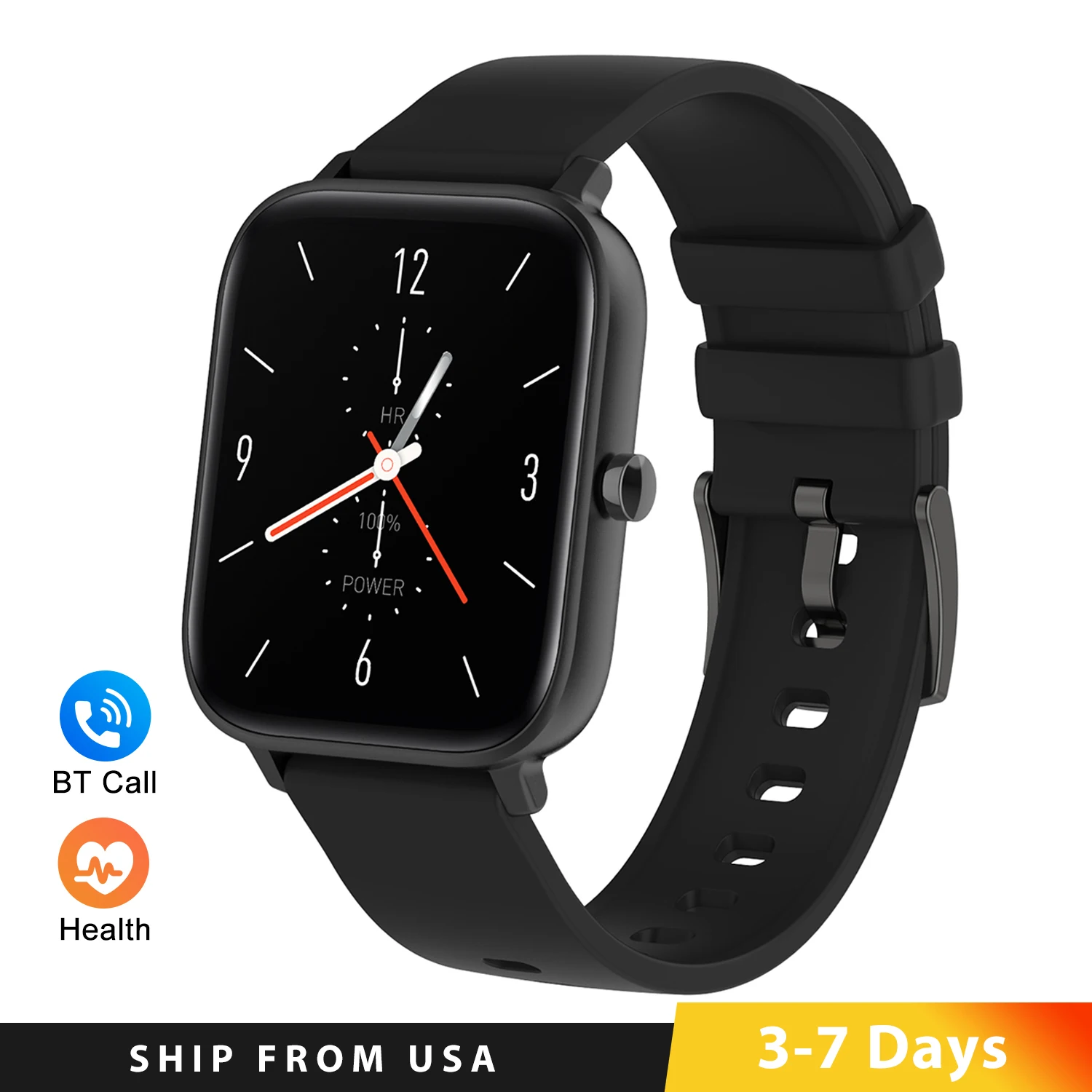 Bluetooth Call Smart Watch 1.7 Inch Full Touch Screen Multi Sports Modes Sleep 24H Heart Rate Monitoring Waterproof Smartwatch