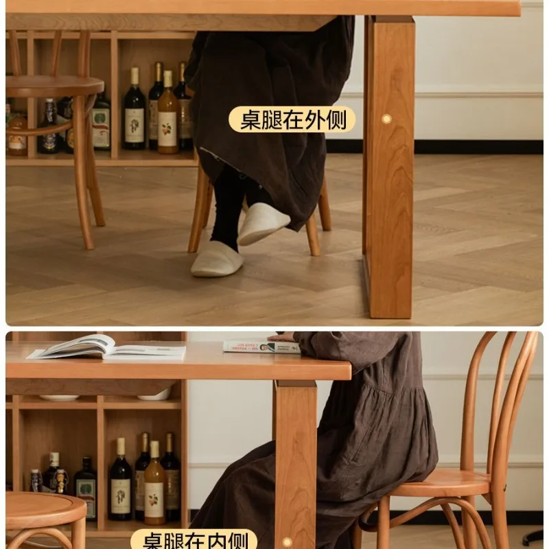 thickened Nordic Japanese-style small apartment long table cherry wood workbench large board table legs adjustable