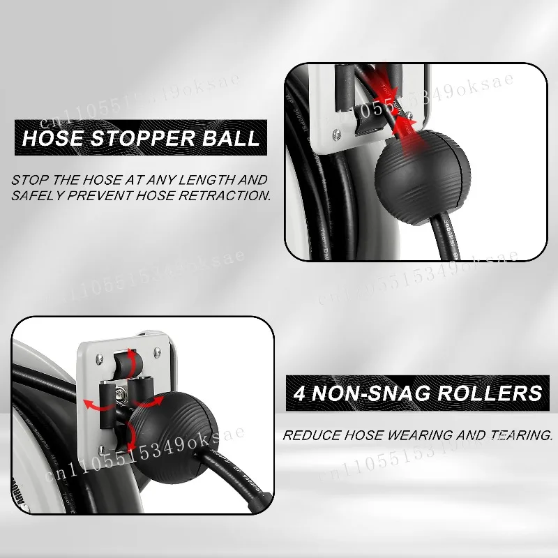 2025 New Heavy Duty 60Ft Hose Reel Auto Retractable for High Pressure Car Washer