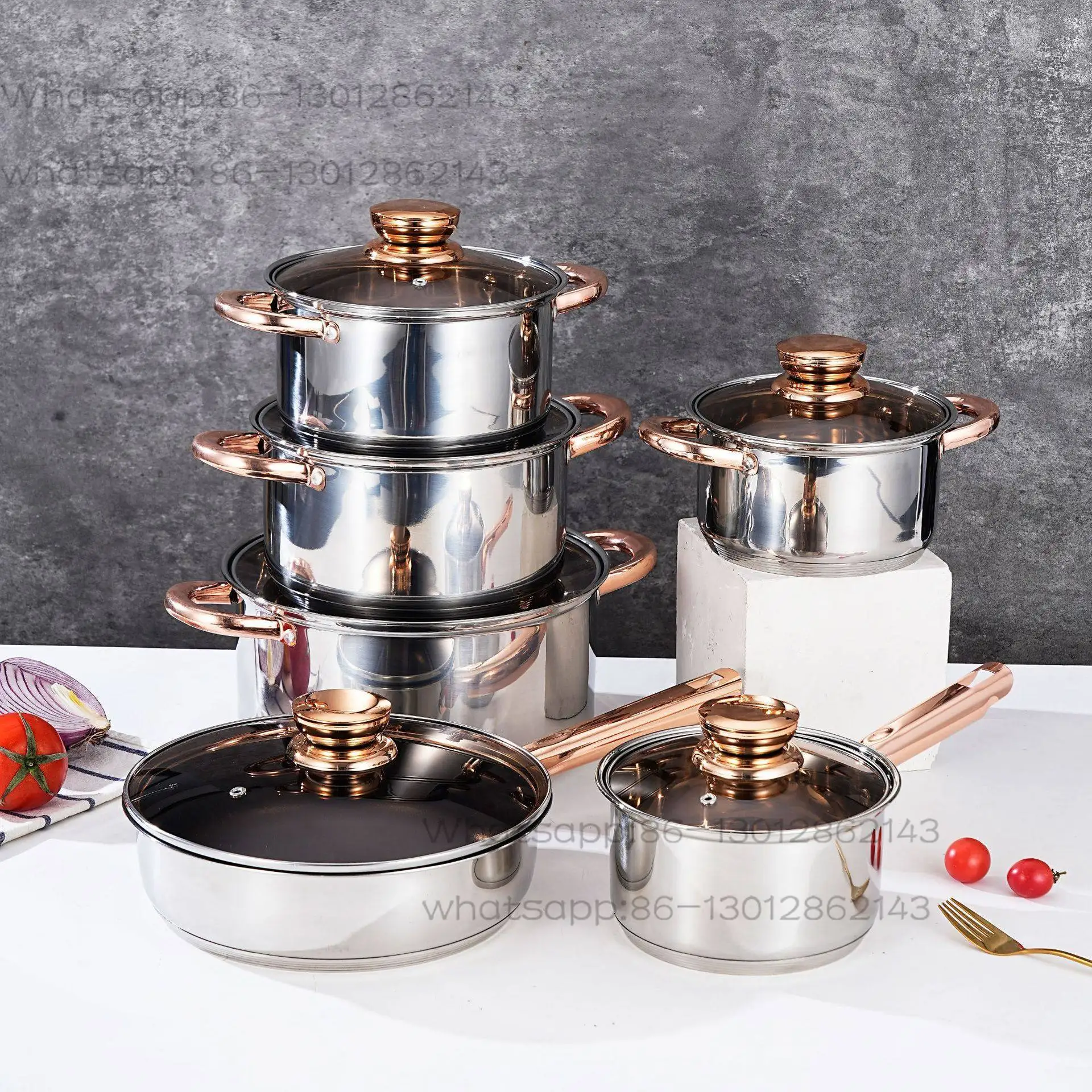 Stainless steel pot set kit Foreign trade supply Thickened kitchen utensils Soup pot cookware