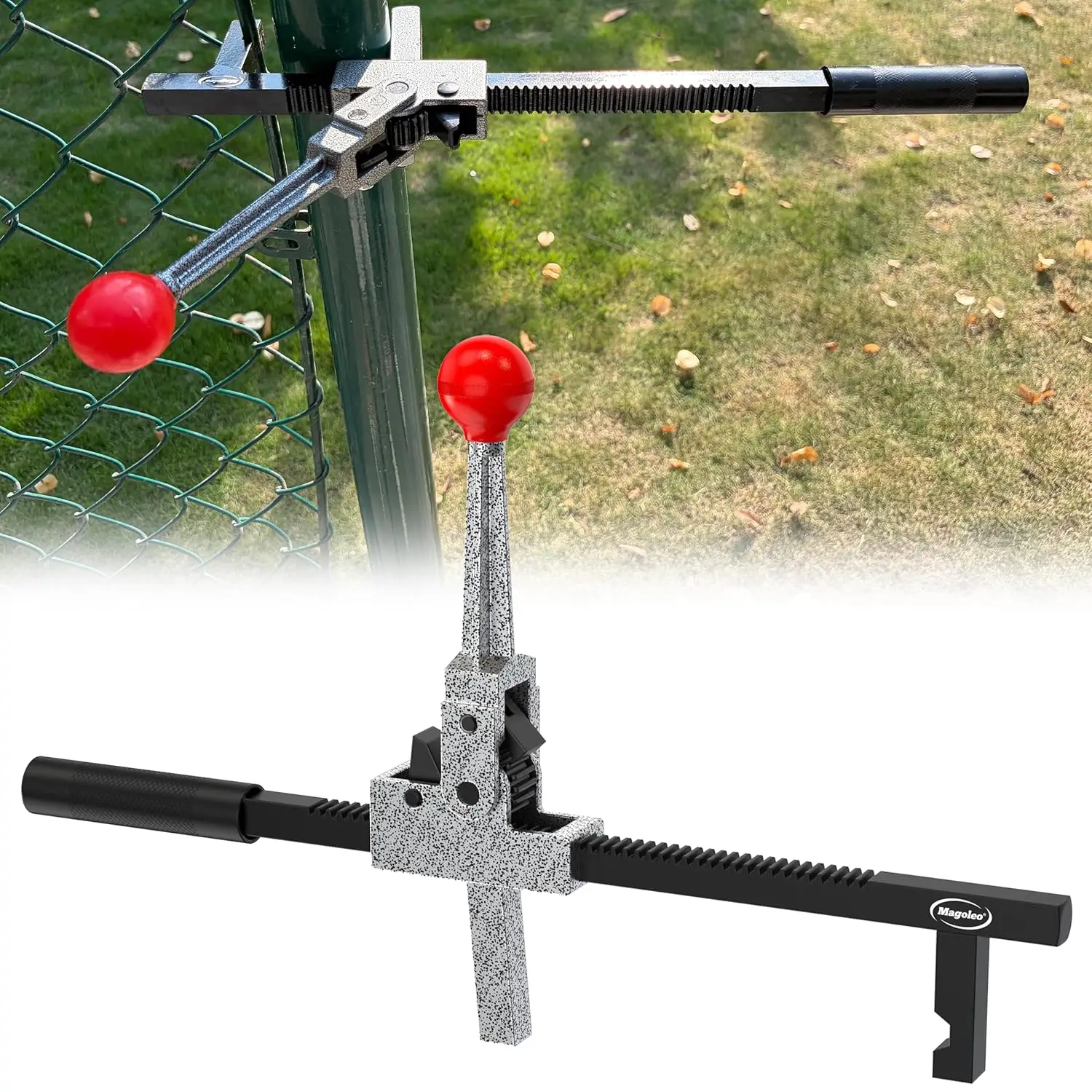 Heavy-Duty Steel Chain Link Fence Stretcher Tool, Easy One-Person Operation for Farm, Ranch & Garden