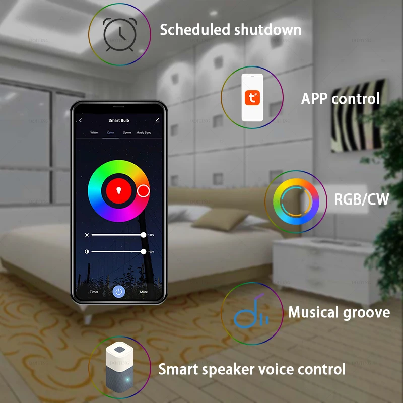 GU10 Tuya Wifi Smart 9W Lampadina 220V RGB Lampade Vita intelligente Faretto dimmerabile Il controllo vocale funziona con Alexa Google Assistant
