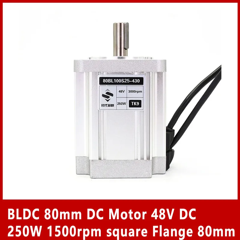 BLDC 80mm Brushless DC Motor 48V DC 250W 1500rpm Square Flange 80 mm Body length 110mm