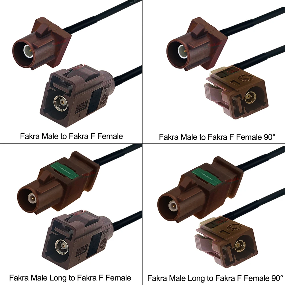 0.1~15 Meters Brown Fakra F Male or Female Type Connector RG-174 50 ohm RF Coaxial Cable For GPS Wi-Fi Automotive Applications