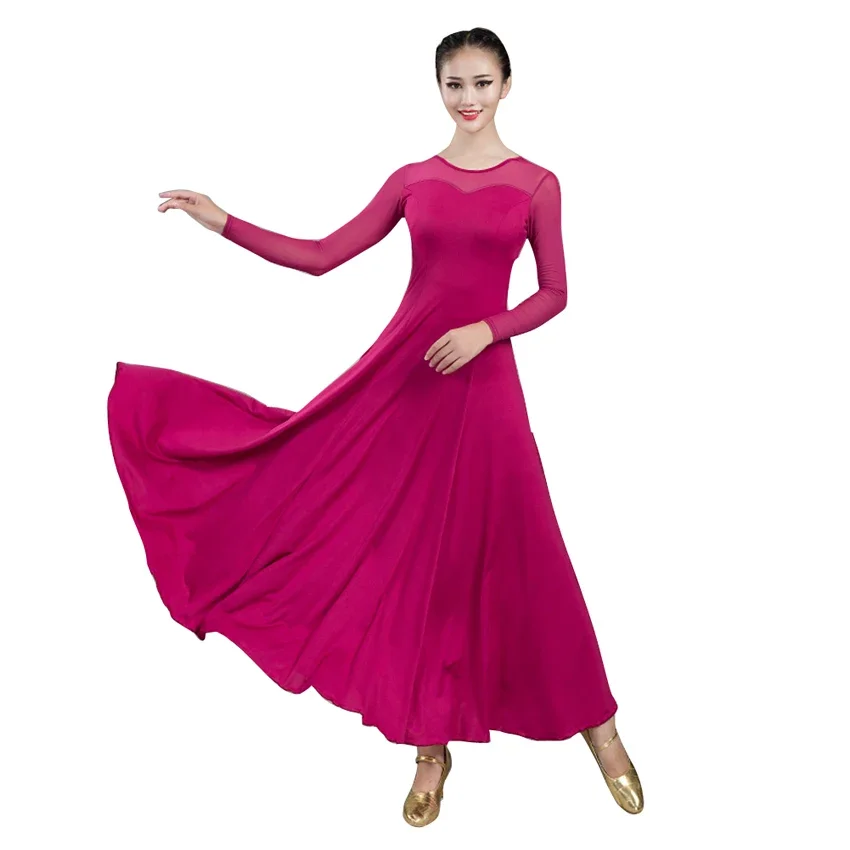 Vestido blanco de práctica de salón para mujer, disfraces de baile, vestido de Flamenco español