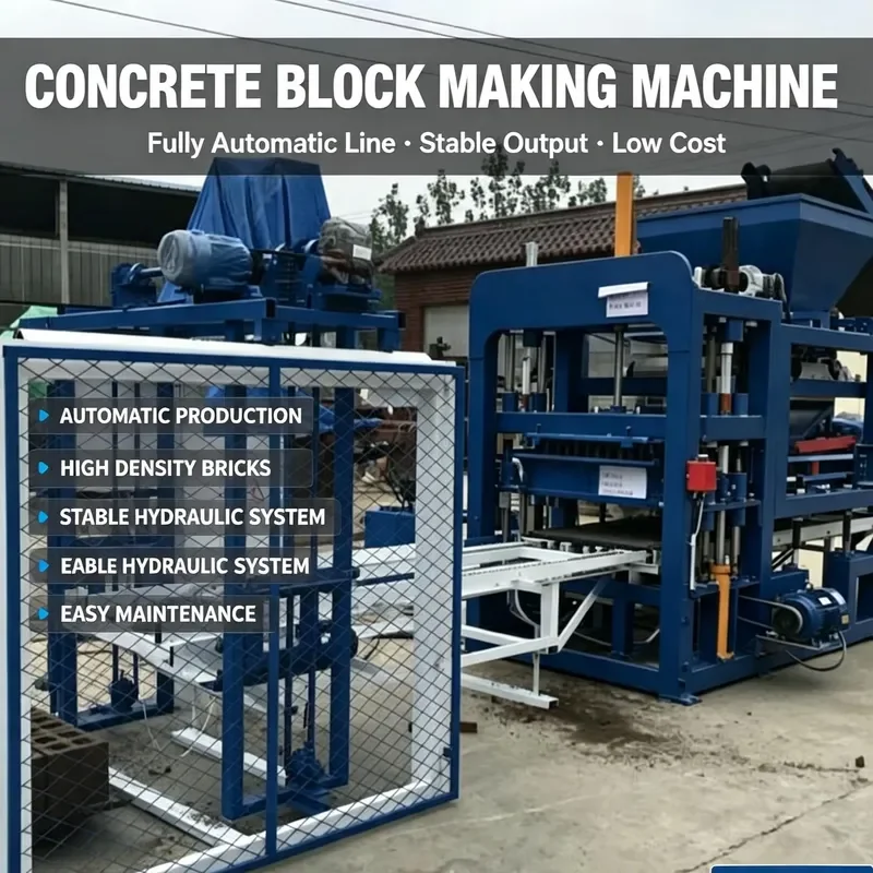 QT4-15/18 Fully Automatic Hydraulic Pressure Building Engineering Block Line Equipment Cement-based Bricks PLC Gear Pump