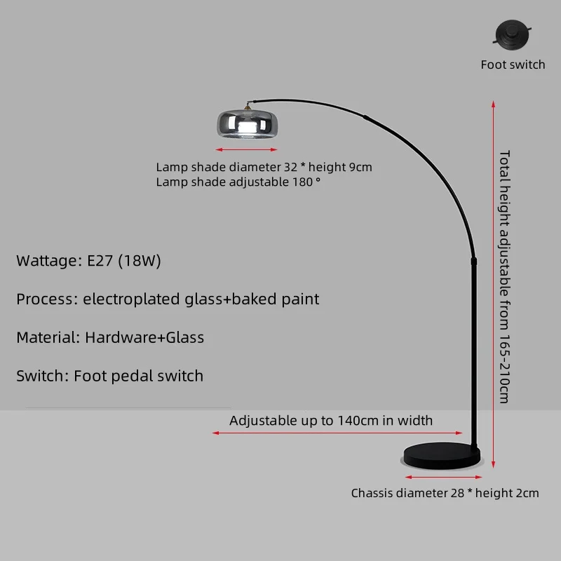 Glazen vislamp Italiaanse vloerlamp Woonkamerbank Zijstaande lamp Luxe slaapkamer Nachtkastje Decoratief licht LED