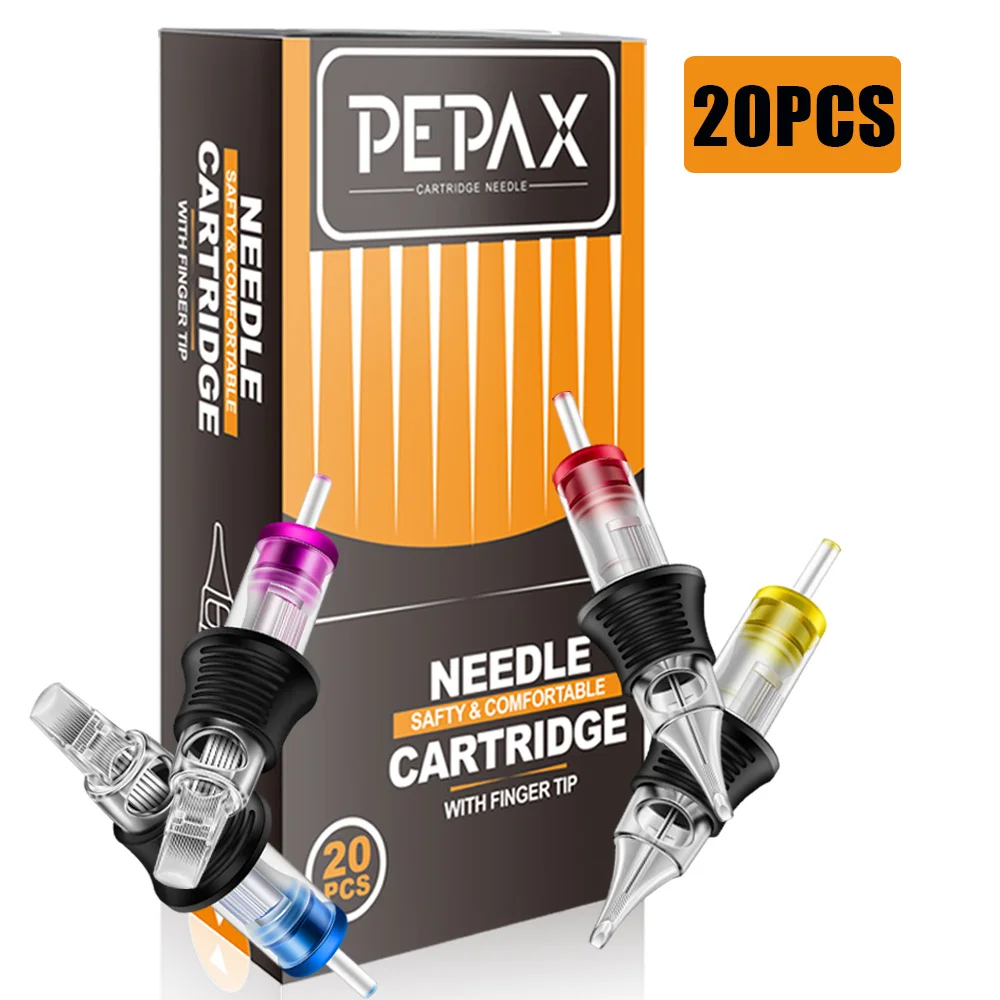 

PEPAX Tattoo Cartridge Needle 20pcs 0.35mm RL/RS/RM/M1 Disposable Sterilized Silicone Wrap Tattoo Needle For Tattoo Supplies