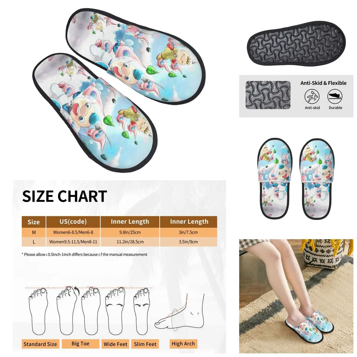 3D printing Men Women Furry Indoor slippers,Pikmin Fauna Cosy special Anti-skid Slippers